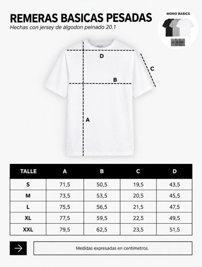 Remera Basic Algodón 20.1 Pesada
